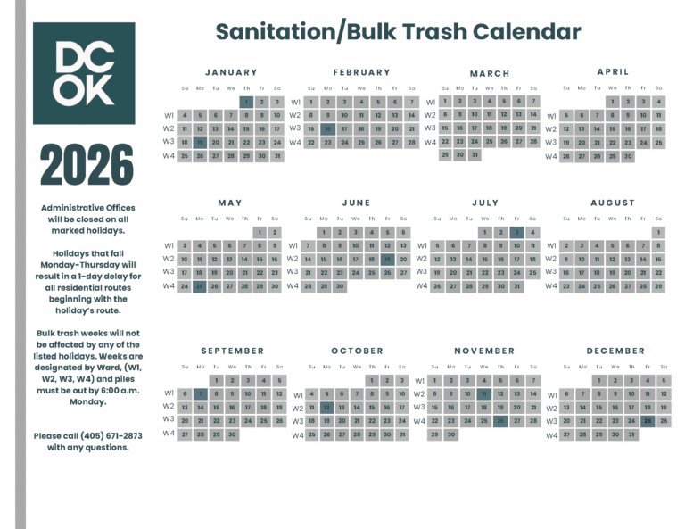 2026 Sanitation calendar